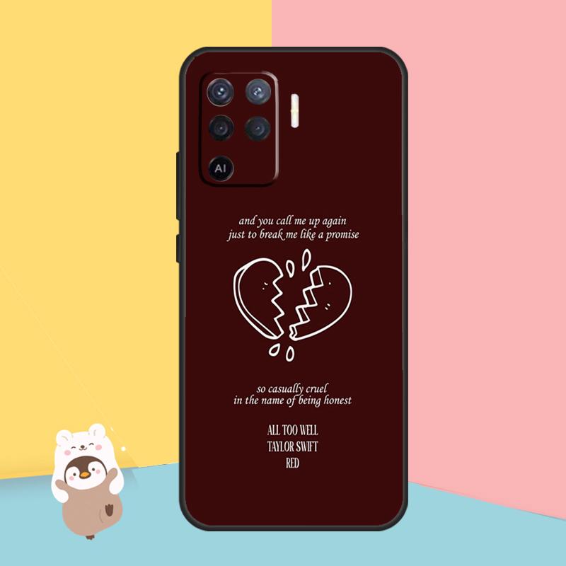 All Too Well Lyrics Art Case For OPPO A94 A74 A54 A53S A53 A31 A5 A9 2020 A52 A72 A83 A91 A93 A1K A15 A16 Cover