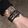 Matte Black Cubic Zirconia Ball & UFO Pendant Braided Bracelet Set