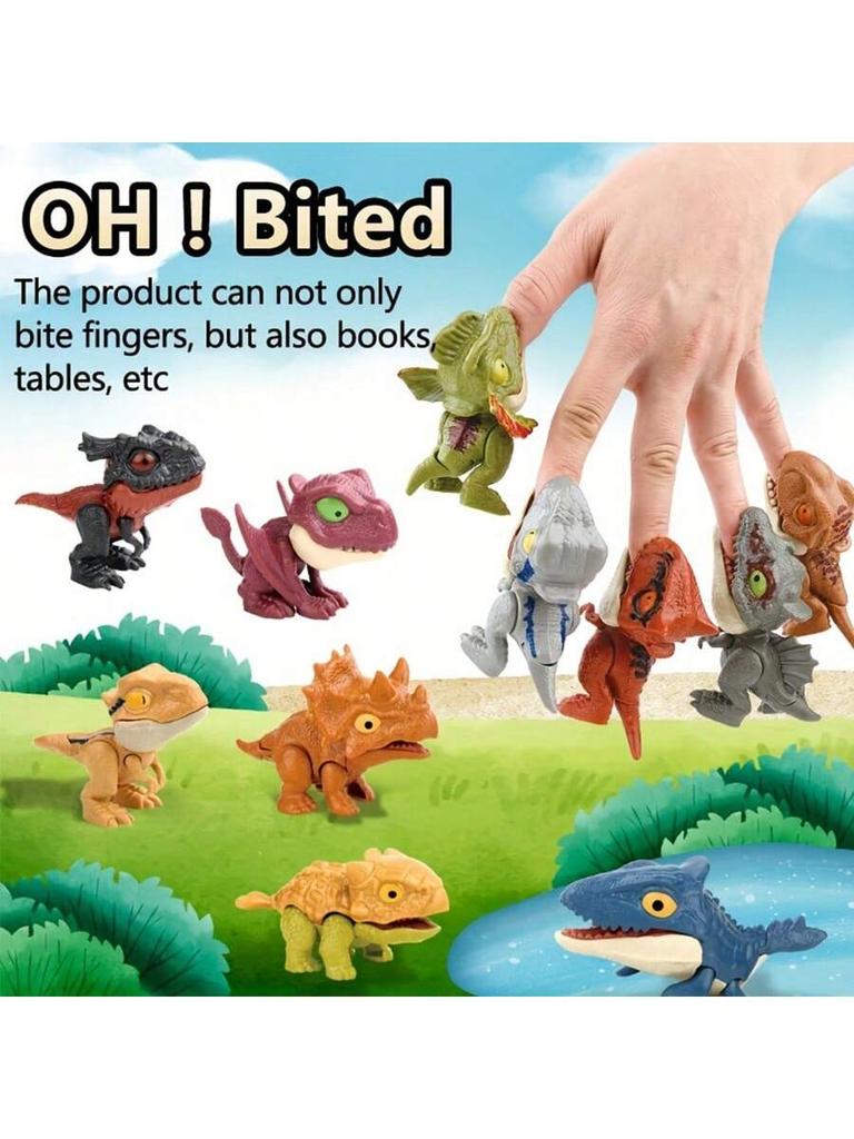 5&10PCS Biting Finger Dinosaurs Toy Collectibles for Display, Dinosaur Play and Snap On Figure Novelty Creative Theater Puppet