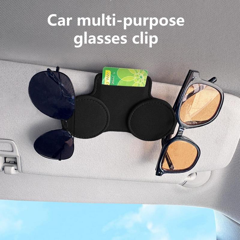 

Sunglass Holder For Car Magnetic Sunglass Organizer For Car Double Clip Magnetic Leather Storage For Automotive Accessory Decor чорний