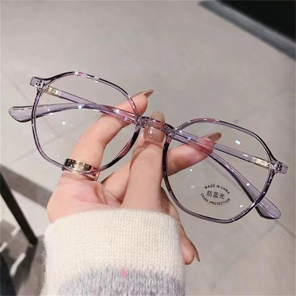 Fashion Women's Reading Glasses Transparent Anti-blue Light Eyewear Polygon HD Presbyopia Eyeglasses +1 To +4 Newly