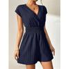 V-neck Casual Waist Cinched Jumpsuit V-neck Casual Loose Waist-Tight One-Piece Shorts