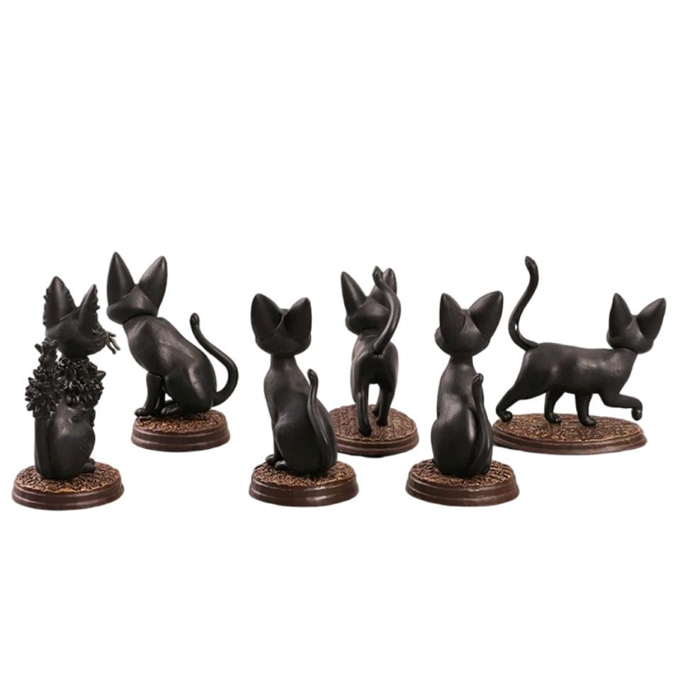 6pcs/set Cartoon Black Cat Jiji Gigi Figure PVC Action Toy Doll Model Set Black Cat Hayao Miyazaki Figure Toy kids birthday gift