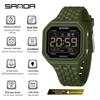 Sanda Creative Square Multifunctional Dual Display Student Watch - Countdown, Alarm, Waterproof, Trendy Electronic Timepiece.