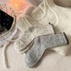 Women's Mid-Calf Polka Dot Warm Wool Socks - Gray, Thick, and Versatile for Winter