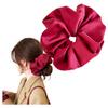 Lapimou Large Satin and Silk Scrunchie Hair Hair Korean Style Tie, Non-Stain Accessory, Women's Fabric, Voluminous, Big, Popular, Cute, Stylish, (Wine