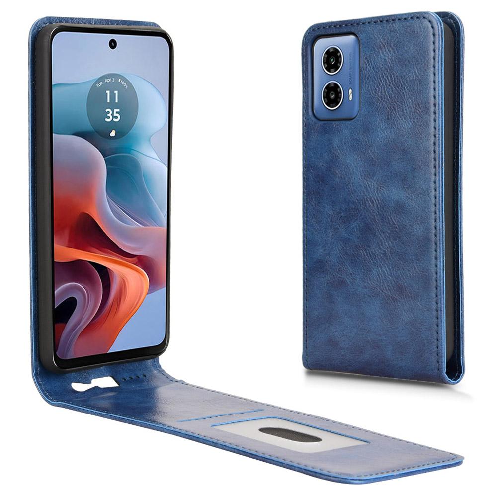 

Чехол для Motorola Moto G45 5G/G34 5G с отделением для карт, магнитный вертикальный откидной кожаный чехол для телефона Dark Blue