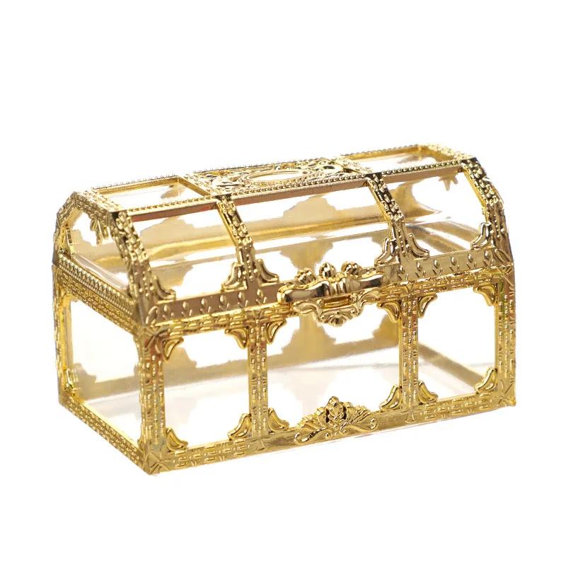 

Retro Transparent Pirate Treasure Box Crystal Gem Jewelry Box Storage Organizer Trinket Keepsake Treasure Chest For Home Decor 7.4X5.2X5cm золотой