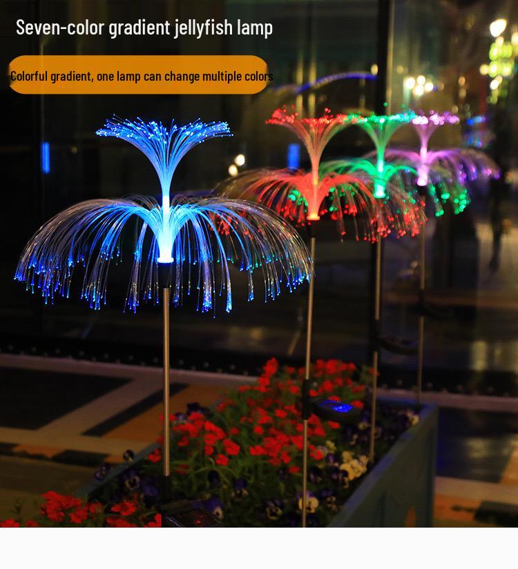 Outdoor Color-Changing LED Jellyfish Garden Lights with Solar Fiber Optics
