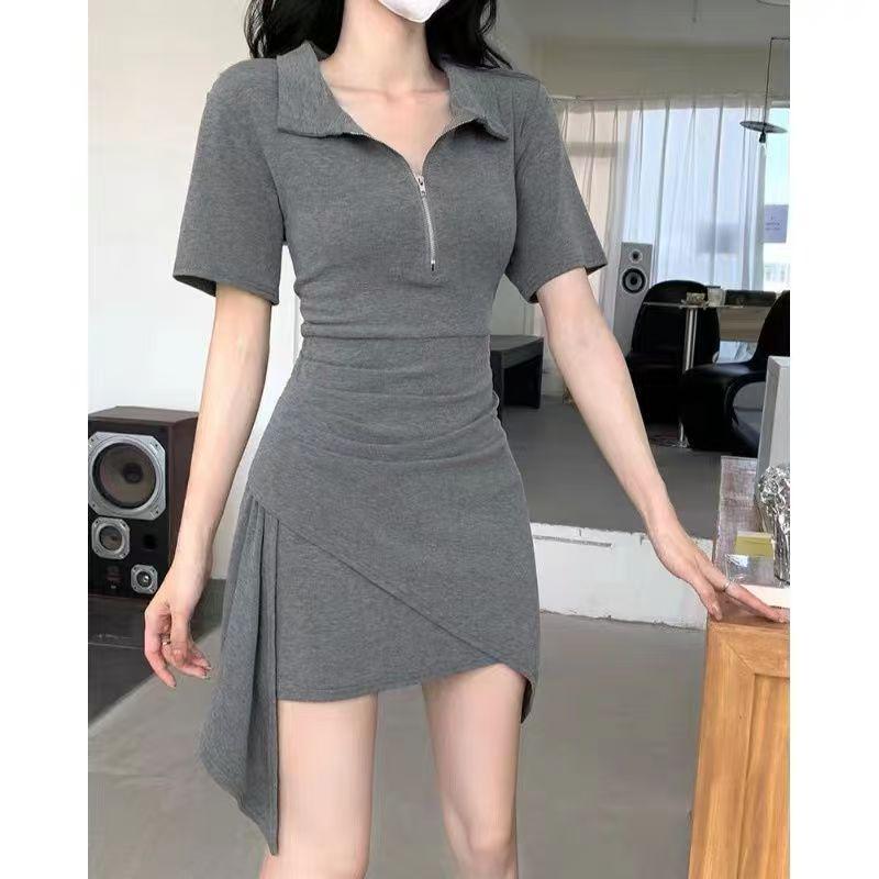 Women's Summer 2026 Irregular Design Polo Collar A-line Skirt