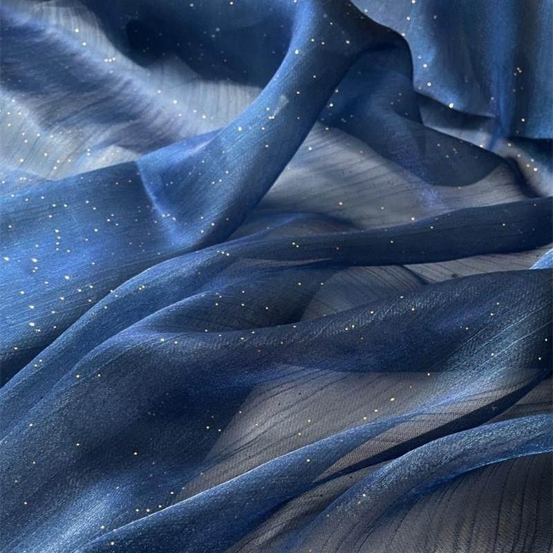 Soft Glitter Starry Sky Organza Fabric By The Meter for DIY Decoration Clothing Skirts Dresses Sewing Shiny Cloth Sequined