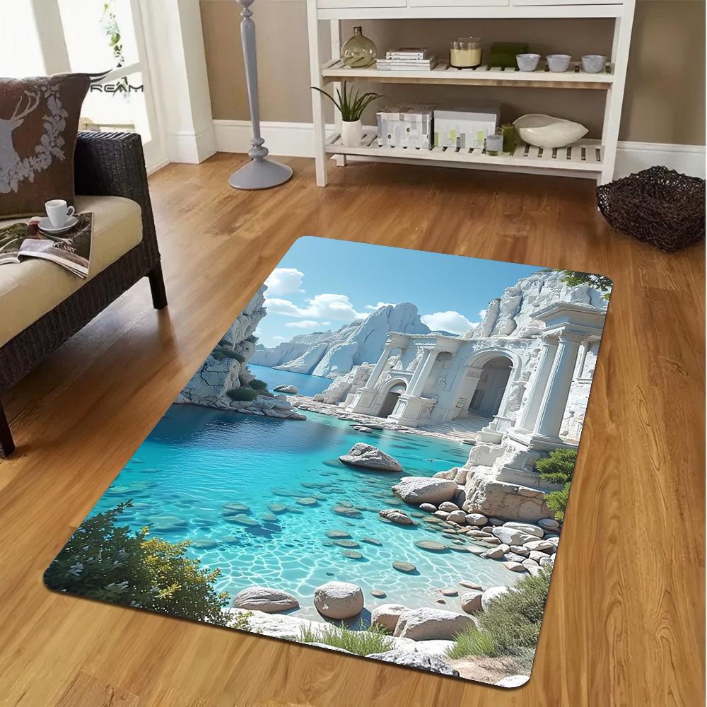 

Пейзажный ковер Мультяшный Гостиная Кухня Диванный столик Балконный коврик Нескользящий Моющийся коврик Изысканные украшения 60*90cm