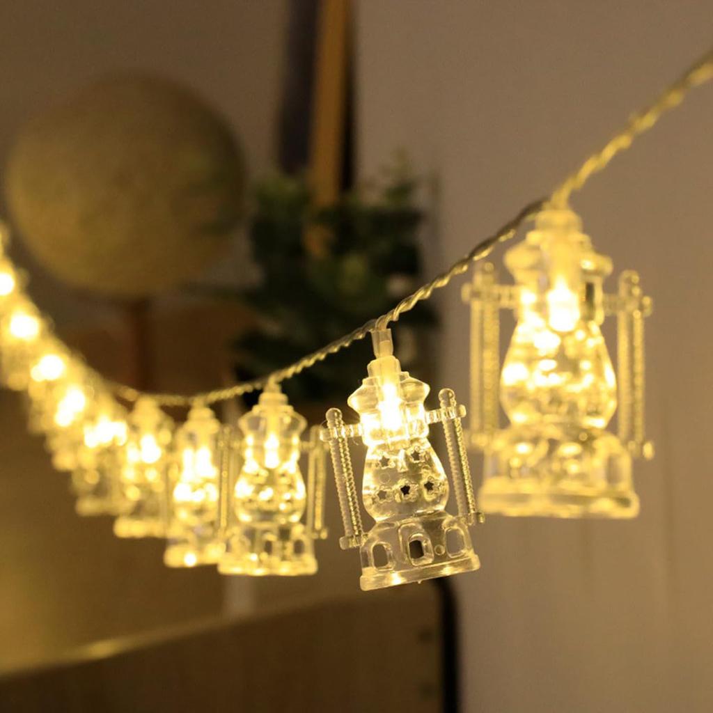 10Ft 20 LEDs Ramadan Lights Oil Lamp String Light Battery Operated Fairy Lights Indoor Ramadan Kareem Eid Mubarak Decor for Home Eid Al-Fitr Party