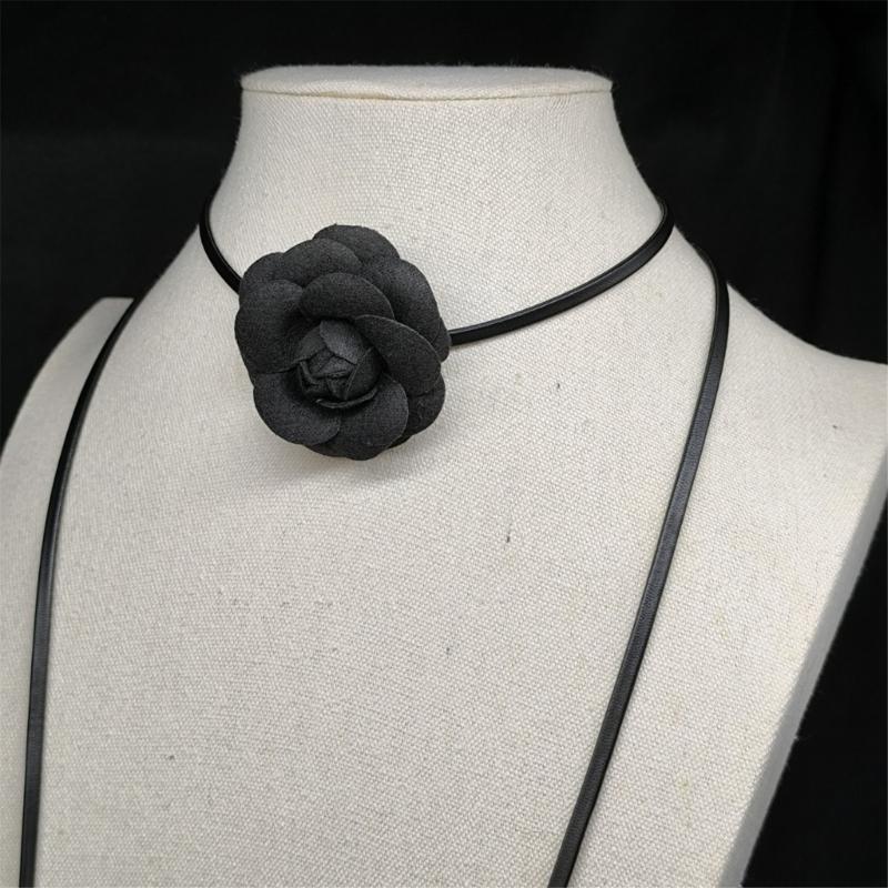 2Pieces Flower Neck Jewelry Set Fabric Necklace Women Neckwear Charm Necklace Date Jewelry Suitable for Daily Wear