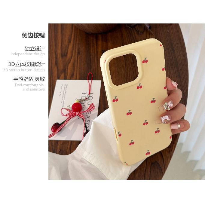 Small cherry pendant suitable for Apple devices17Phone case15pro max Cute girl iphone14All Inclusive13