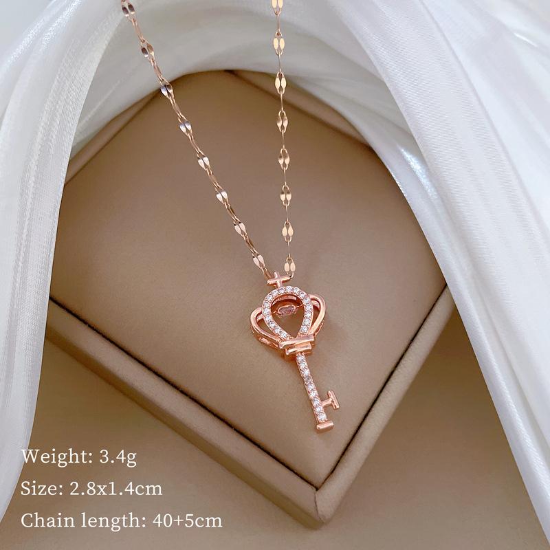 

Smart Key Light Luxury Temperament Gorgeous Full Diamond Necklace Female Versatile Collarbone Chain Titanium Steel Chain