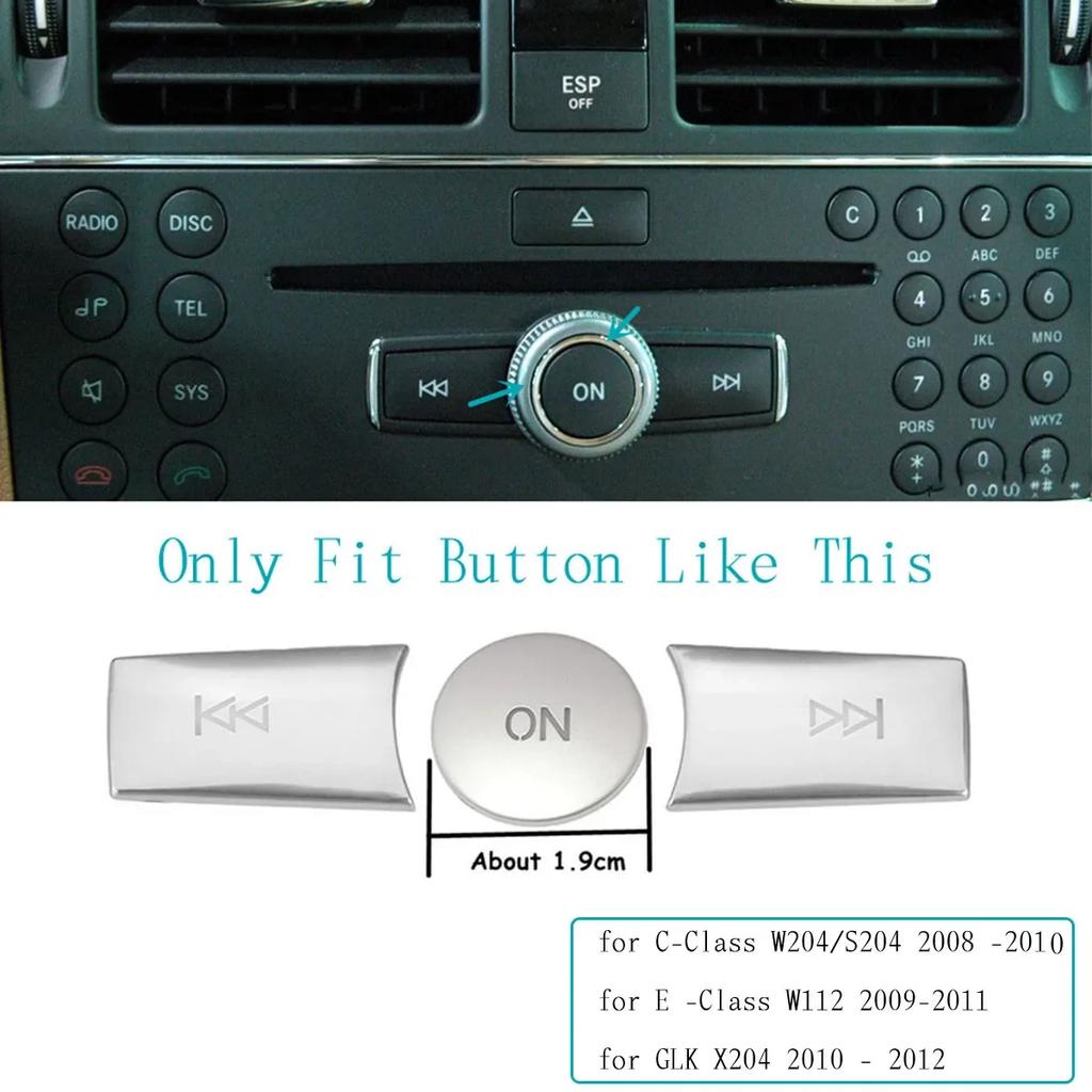 Car Multimedia Volume Radio ON Button Cover Trim Sticker Decal For Mercedes Benz A B C E GLA CIA ML GL SLK W176 W246 W204 W212