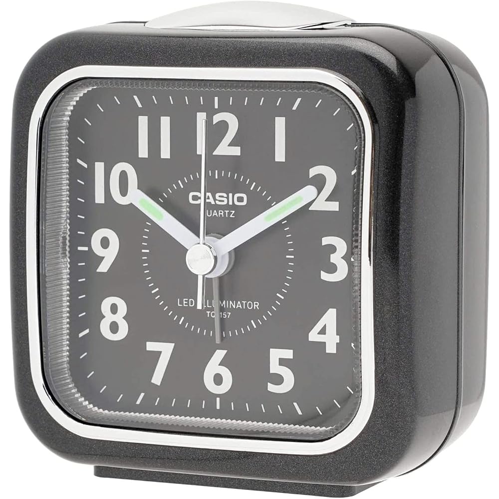 CASIO Alarm Clock, Table Clock, Analog, Compact, Light, Black, Simple, TQ-157-1BJF
