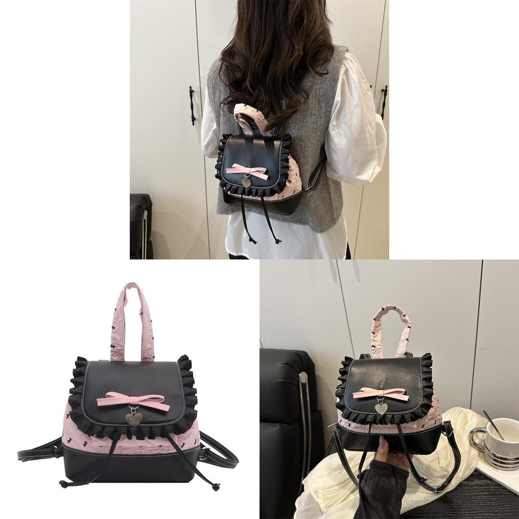 Casual Pink Dot Pattern Backpack With Durable Material For Daily Use And Street Style
