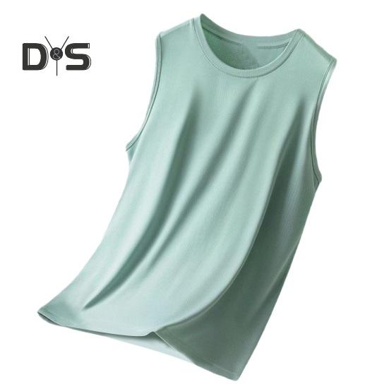 

Мужской жилет с круглым вырезом, широкими бретелями, без рукавов, дышащая сетка, однотонный быстросохнущий жилет для фитнеса L зелёный