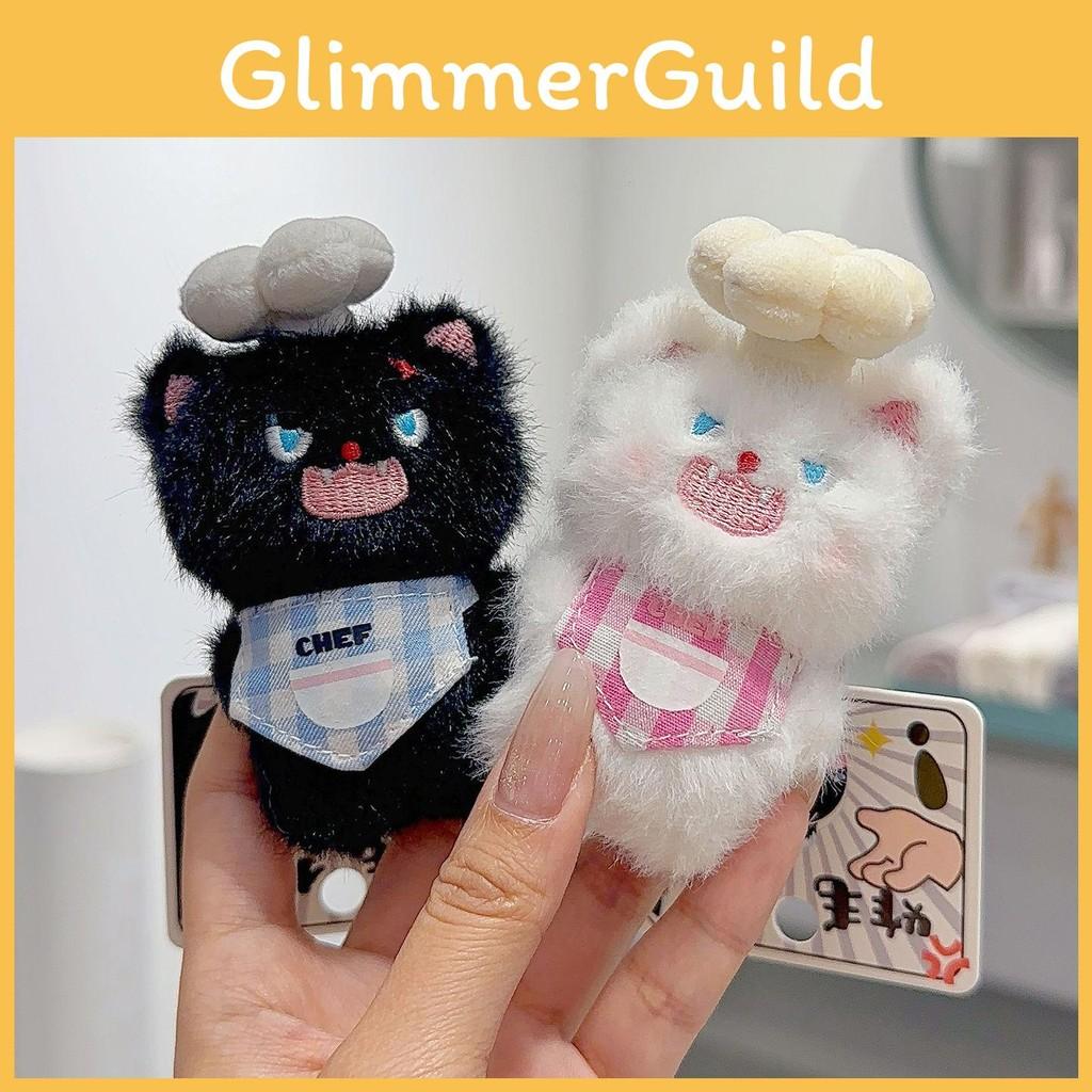 Cartoon Cute Fluffy Angry Cat Apron Chef Hat Design Plush Toy Pendant Keychain