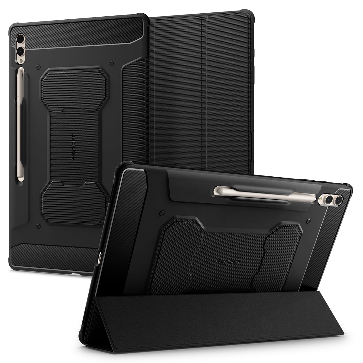 

Чехол Spigen Galaxy Tab S10 Ultra, совместимый с Galaxy Tab, ударопоглощающий, ударопрочный, устойчивый к падениям, прочный, амортизирующий, Pro ACS06538 чёрный