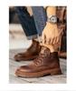 Bottes Martin en Cuir Doublées de Polaire Automne/Hiver 2025 - Chaussures Décontractées Hautes Résistantes à la Saleté pour Hommes