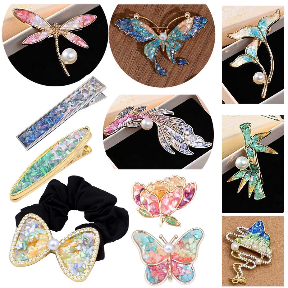 Handmade Mother-of-Pearl Brooch & Hairpin DIY Kit with Shell Fragments for Corsages & Gifts