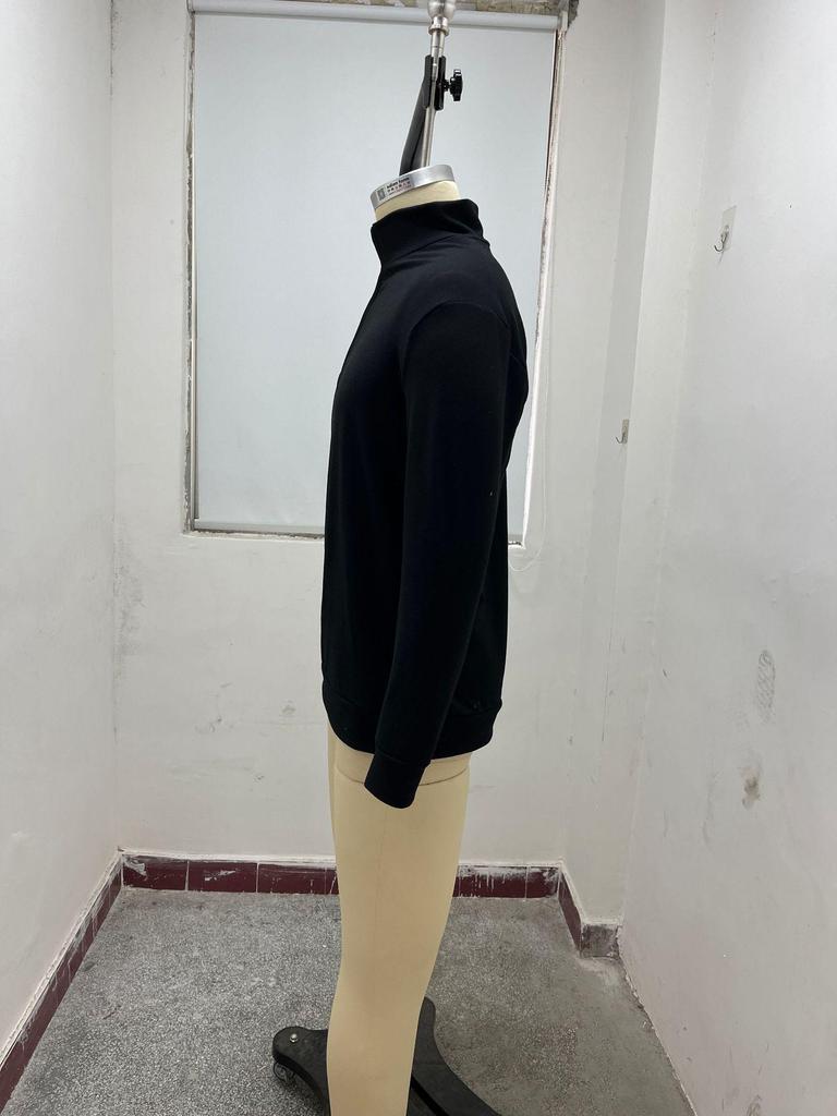 2023 Autumn Men's Long Sleeve V-Neck Wool Plush Polo Shirt