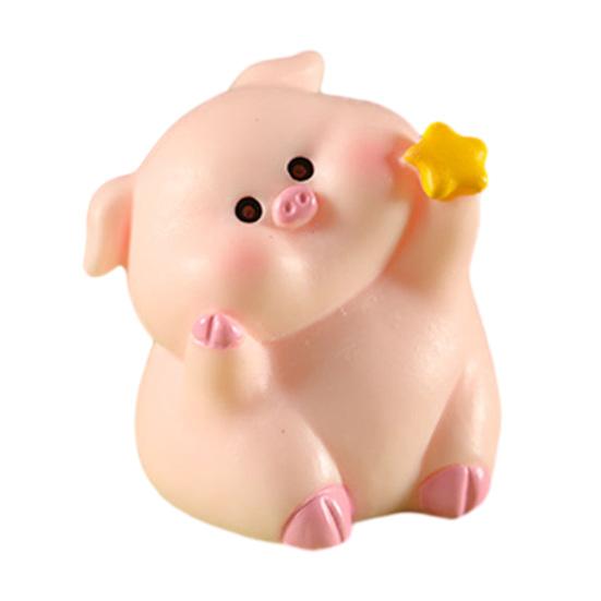 

Pig Ornament Small Pink Piglet Synthetic Resin Figurine with Raincoat Yellow Duck Micro Landscape Ornament F