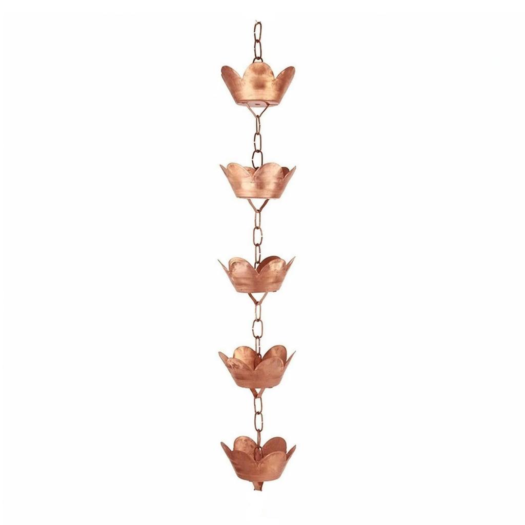 Outdoor Rain Chain Retro with Cups Elegant Hardware Silver-Toned for