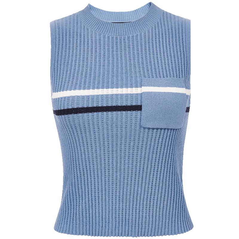 

VEROMODA Women s 2025 Color Block Stripe Round Neck Sleeveless Knit Top L