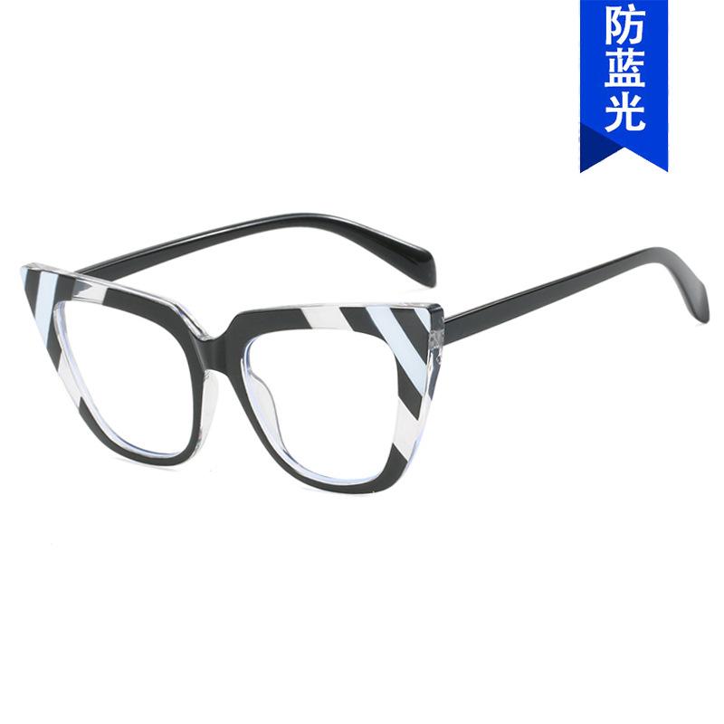 Cat eye color matching glasses frame new trend anti-blue light ins personalized flat glasses European and American retro glasses frame