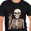 Funny Skeleton Peace Sign T Shirt DTG PrinT Humorous Bone Design for Unique Top Trendy Cool Vintage Washed Unisex Soft Homme