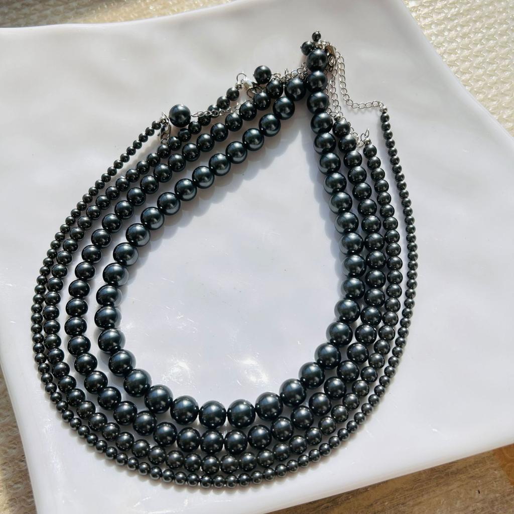 Tahitian Pearl Necklace Jewelry Women's Versatile Niche Design Sweater Chain Round Strong Light Neck Chain Collarbone Chain