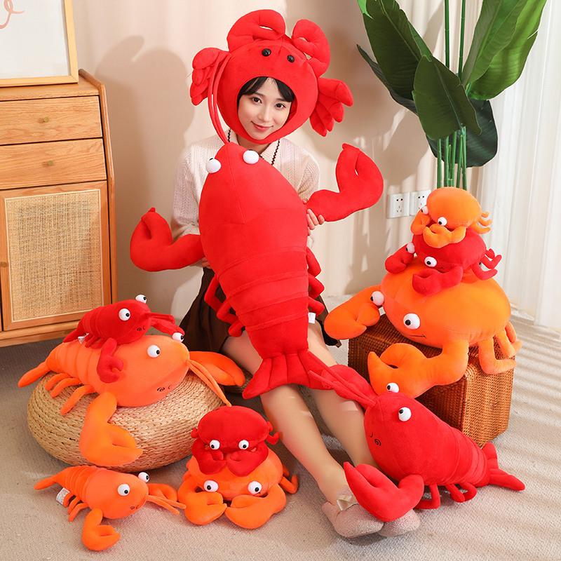 Bai Fen Bai Dolls And Toys Boys Red/Yellow Creative Simulation Crab Throw Pillow Plush Toy Doll Crayfish Doll Home Pillow Soothing Doll