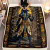 1pc Egyptian Anubis Digital Print Flannel Blanket - Lightweight Soft & Warm All-Season Throw for Sofa, Bed, Travel, Camping, Off