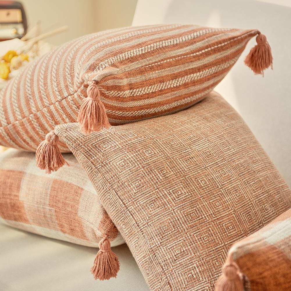 Linen Tassels Cushion Cover Orange Pillowcase For Living room Bed Chair Sofa Decorative Pillow Covers Home Decor 45X45 30X50 1PC