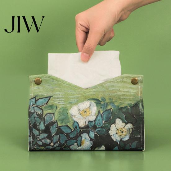 Multi Purpose Storage Organizer PU Leather Tissue Box Cover with Wild Rose/Sunflower Pattern, Foldable Desktop Organizer, Napkin Holder Space