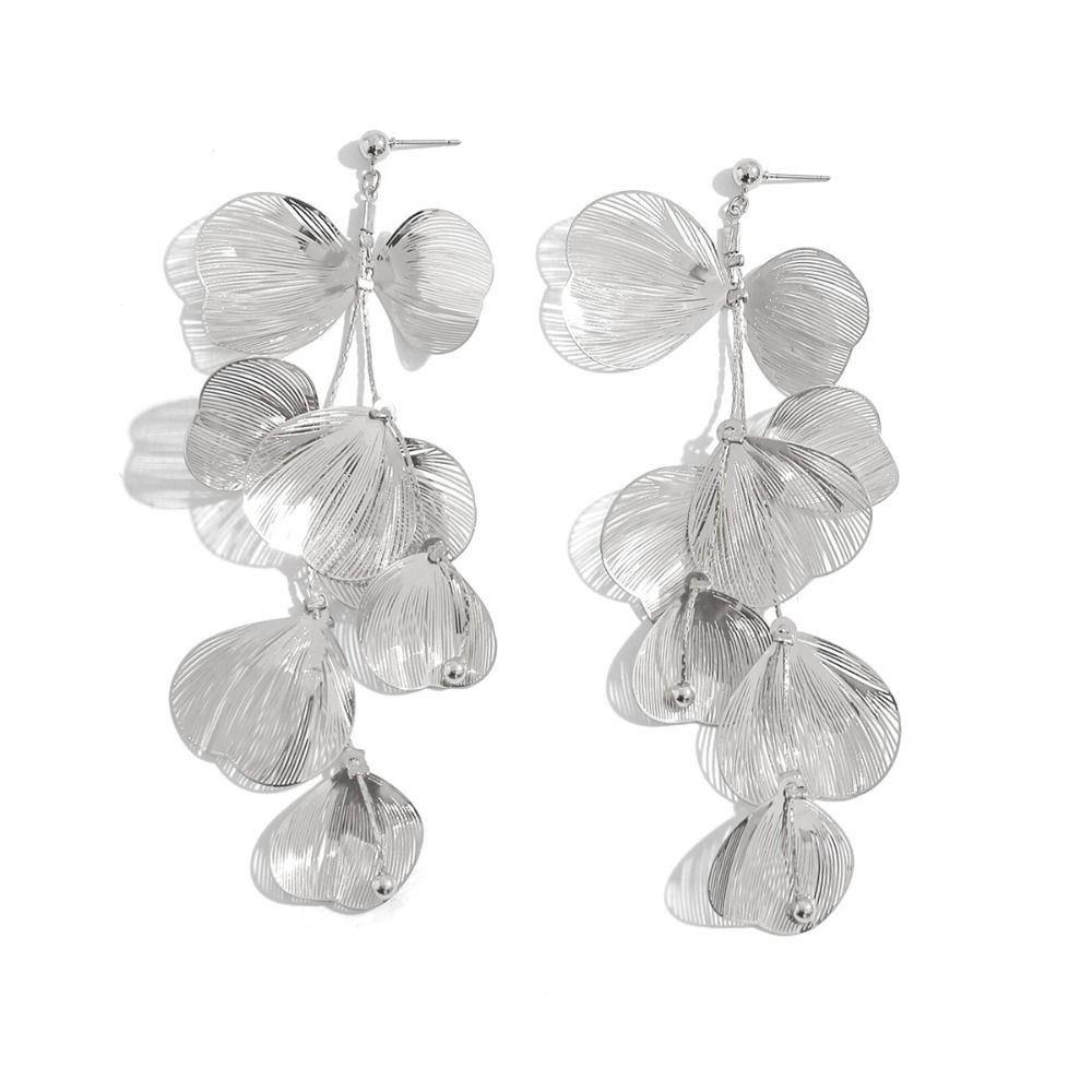 Elegant Ginkgo Leaf Tassel Necklace Trendy Design Jewelry Set Ginkgo Leaf Tassel Earrings  Girl