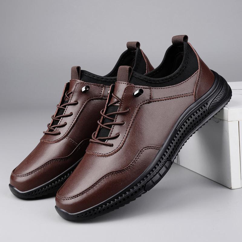 New Genuine Leather Men's Formal Shoes Outdoor Comfy Business Dress Shoes Man Breathable Office Business Shoes Walking Sneakers