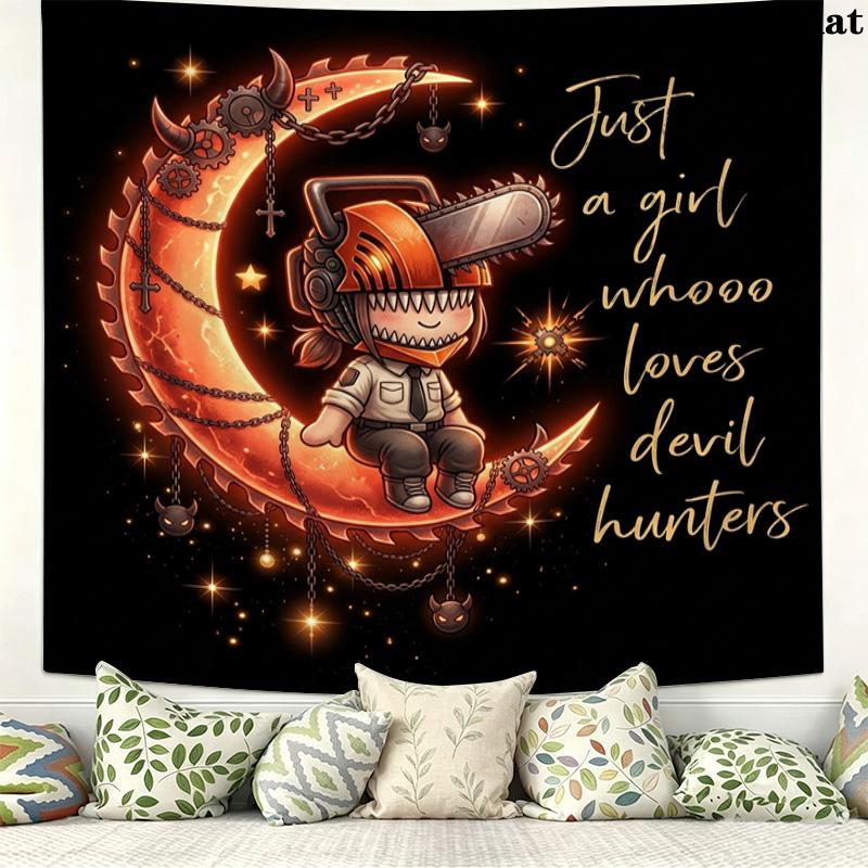 Chainsaw Man Wall Tapestry Aesthetic Wall Hanging Printed Fabric Blanket Decorative Tapestries For Bedroom Living Room Home Decor