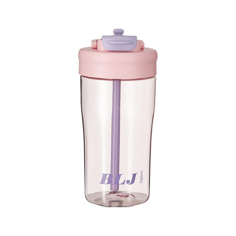 Water Cup Flower Tea Cup Female Student Large Capacity Plastic Cup Summer Straw Cup Portable Double Drinking Cup