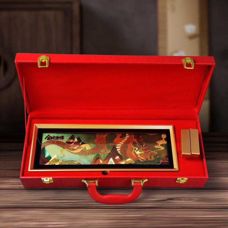 Golden Snake Auspicious Ornaments: Year of the Snake Wealth & Fortune Gold Foil Painting Frame