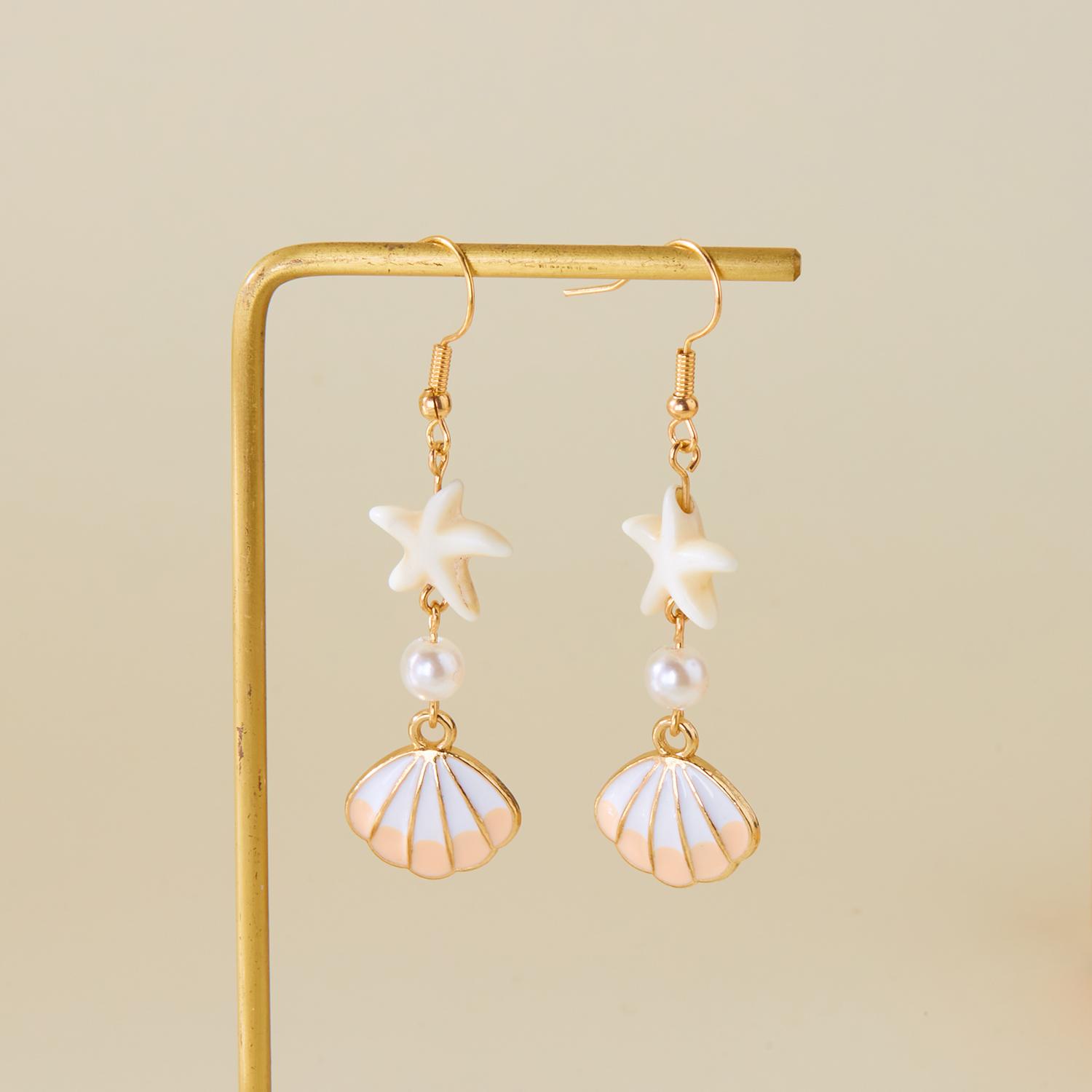 Bohemian Ocean Style Long Earrings for Women Exquisite Handmade Shell Conch Starfish Pendant Earring Summer Beach Party Jewelry