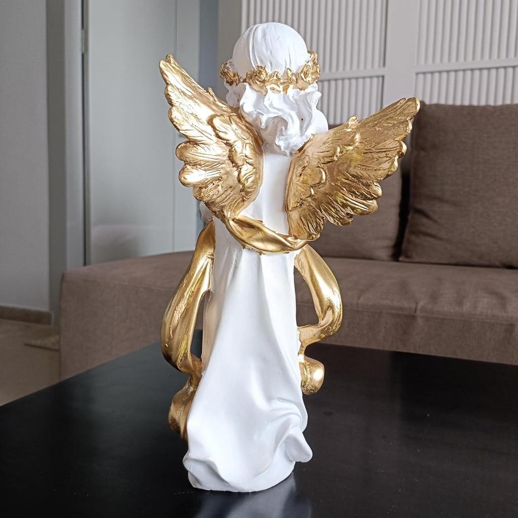 White Praying Angel Statue With Wings Figurine For Home Living Room Garden Shelf Mantel Decor Decoration Gifting Item