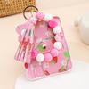 Ladies Wristlet Wallet Floral Print Wallet Beaded Wristlet Keychain with Tassel Coin Wallet Card Holder for Street Daily Outings