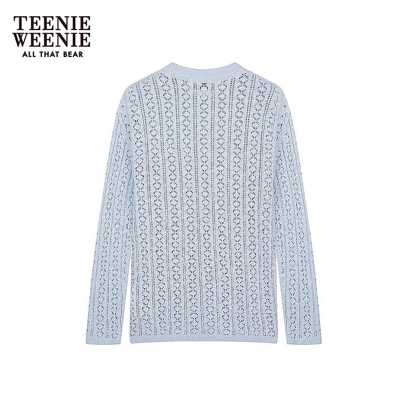 Teenie Weenie Women's 2025 Autumn Round Neck Hollow-out Knit Sweater
