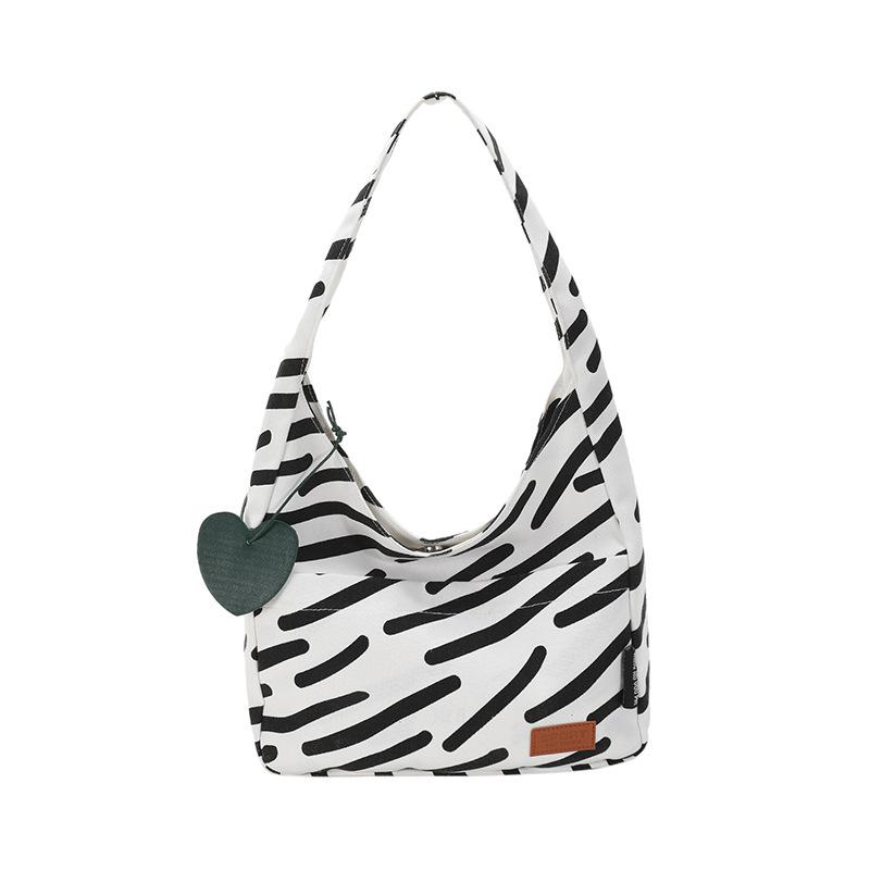 New Stylish and Simple Zebra Pattern Canvas Bag Casual Large Capacity Shoulder Bag Student Tutoring Bag