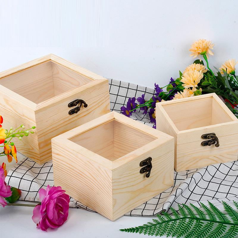Transparent Glass Lid Preserved Flower Gift Box - Wooden Festival Packaging & Marriage Certificate Holder